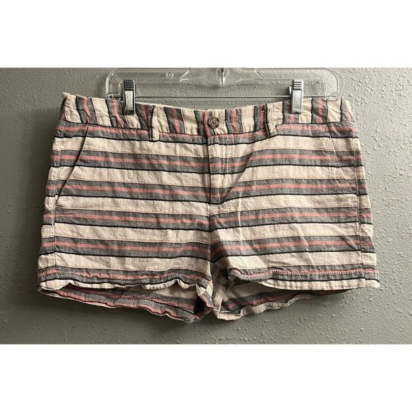 Merona Womens 100% Cotton shorts Size 12 Gray Pink Cream button Zipper - Picture 1 of 8